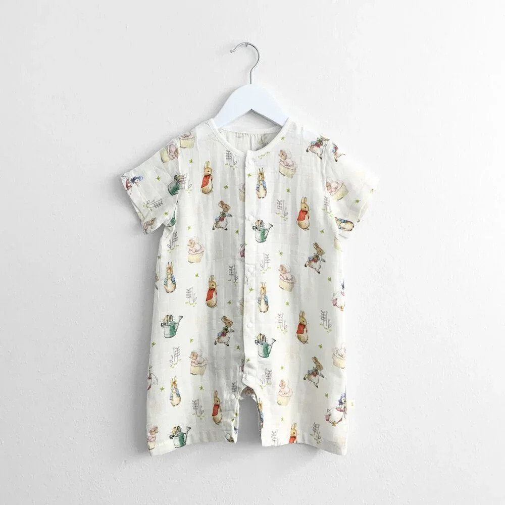 NWT Adorable Peter Rabbit & Friends Sleep N' Play One-Piece Romper Shorts 9-12M - Picture 3 of 5
